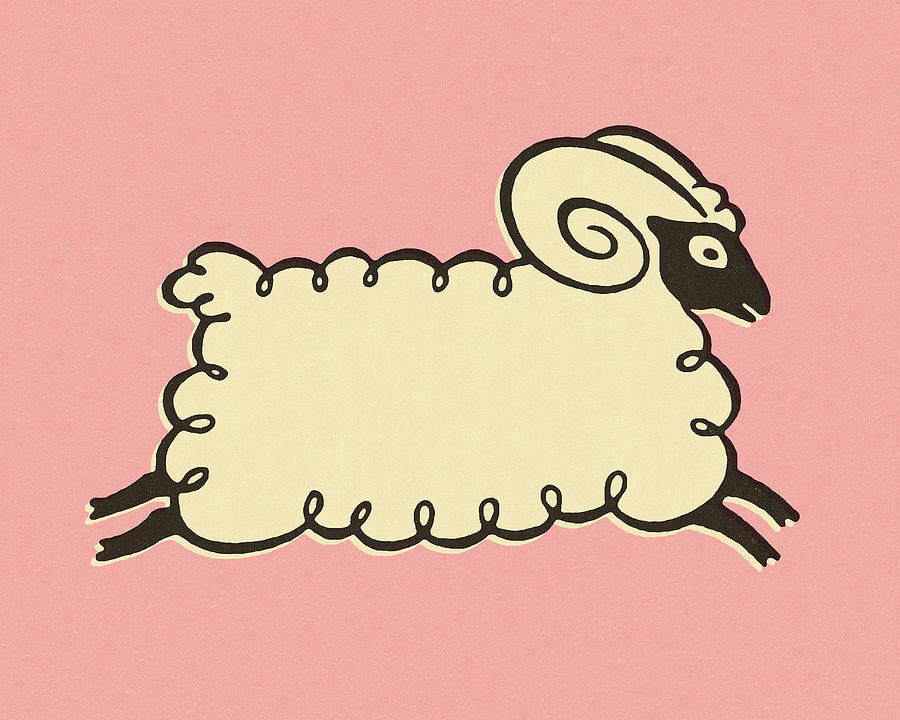 Cute Ram on Pink Background Drawing by CSA Images Fine Art America