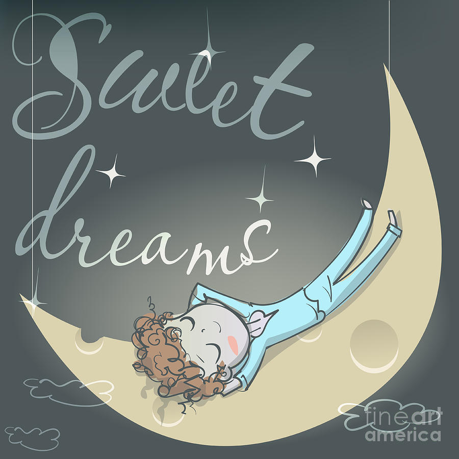 Bed Digital Art - Cute Sleeping Girl On The Moon by Elena Barenbaum Bed Digital Art - Cute Sleeping Girl On The Moon by Elena Barenbaum