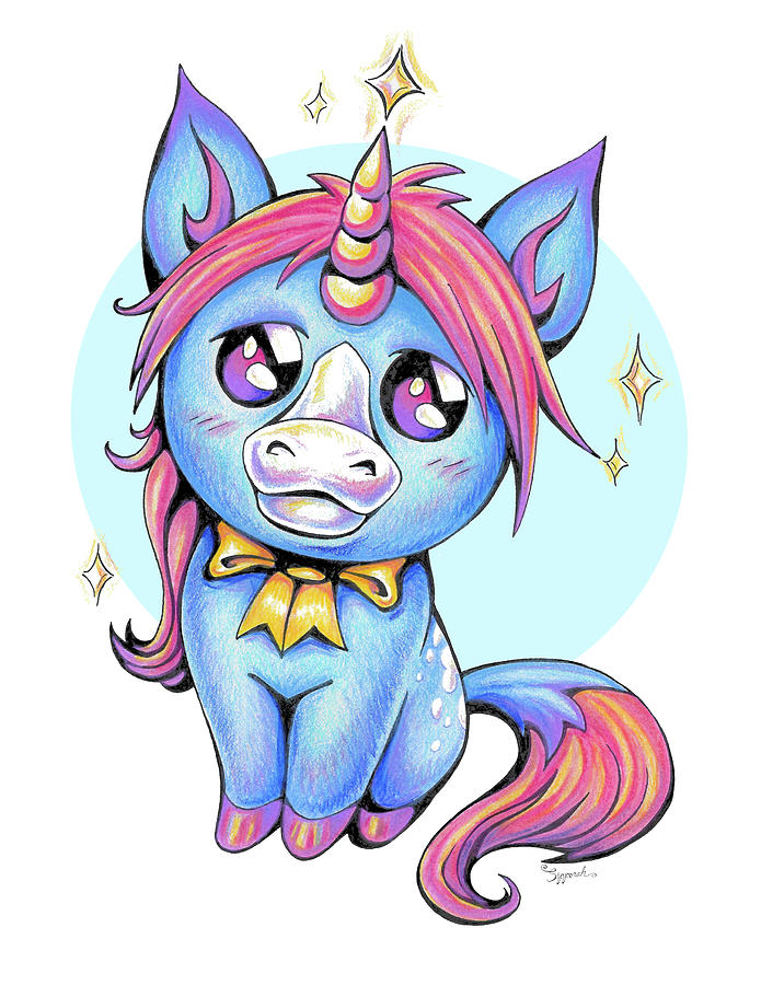 Cute Unicorn I Drawing by Sipporah Art and Illustration