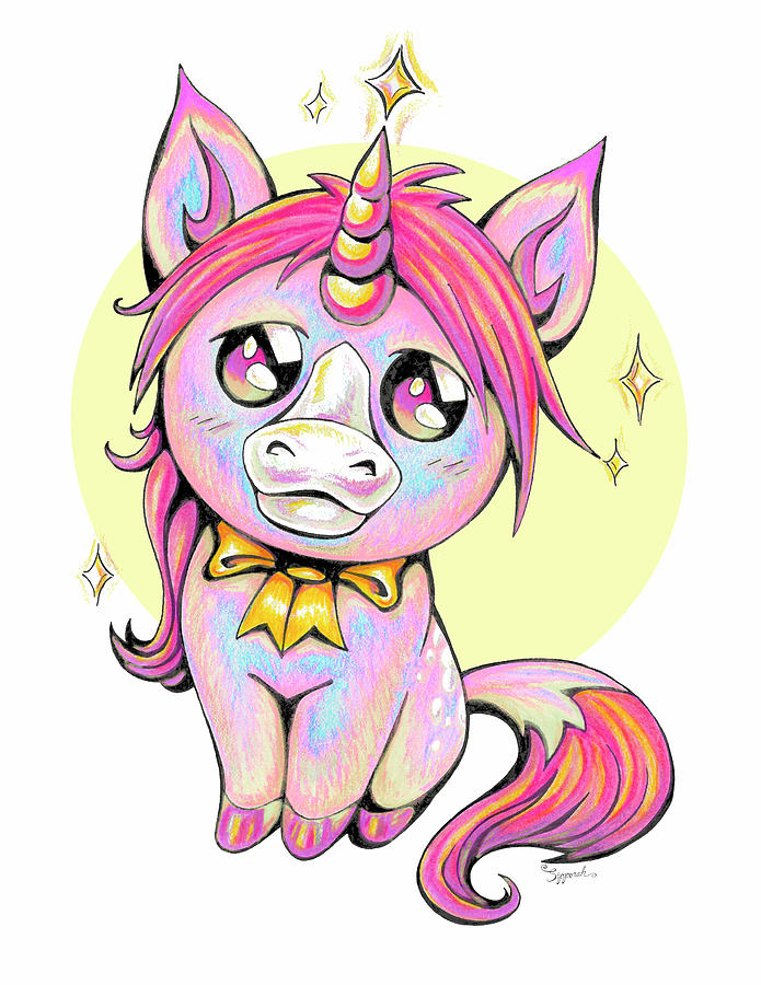 Cute Unicorn Ii Drawing By Sipporah Art And Illustration