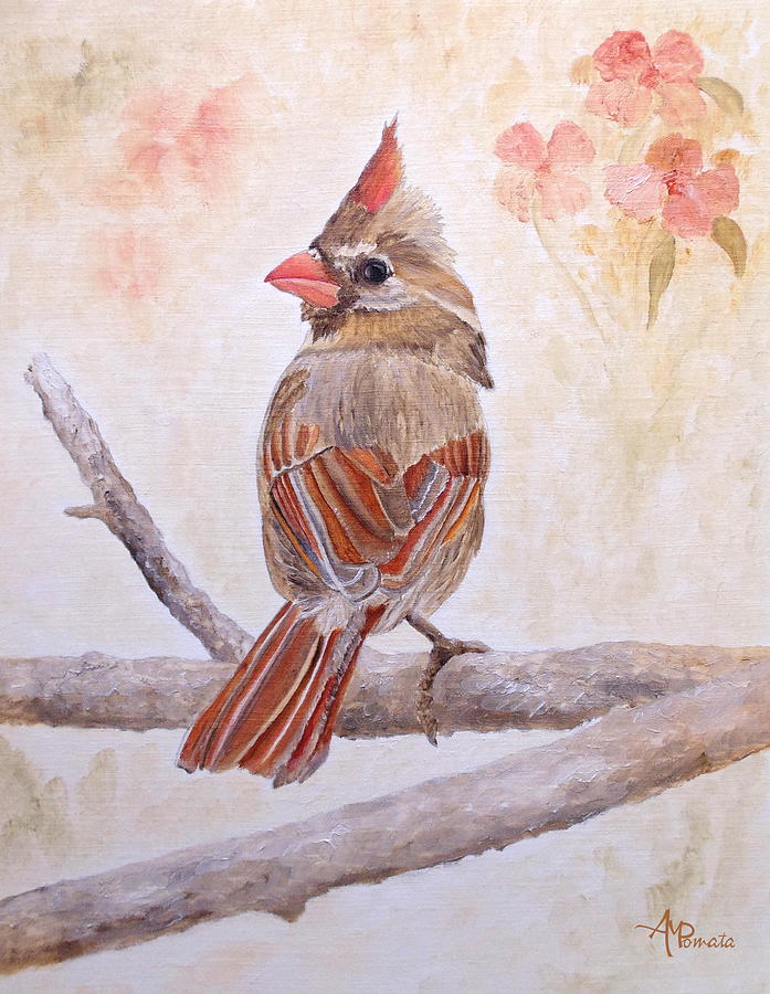 Cardinal Painting - Cutie Who? by Angeles M Pomata
