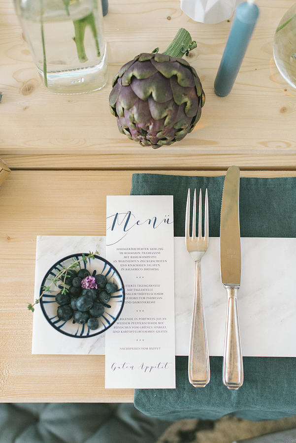 Cutlery And Menu On Set Table Photograph by Katja Heil