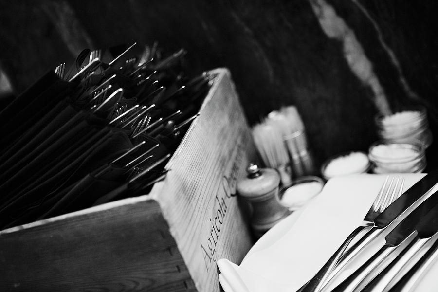 Cutlery In A Wooden Box Photograph by Alex Hinchcliffe
