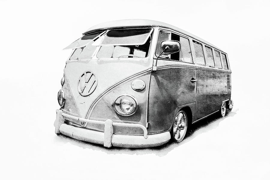 Cutout Volkswagen Bus BW Photograph by Athena Mckinzie - Fine Art America