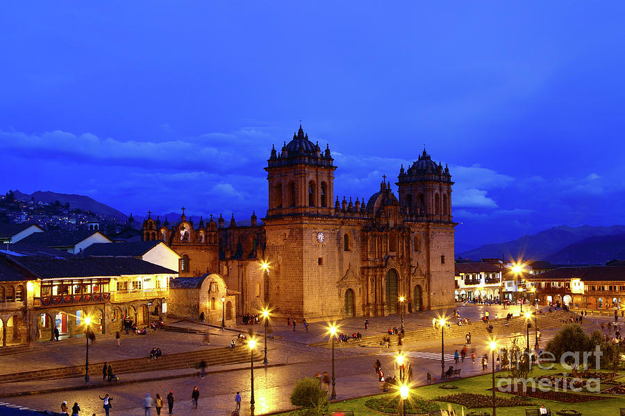 Cuzco Cathedral at Blue Hour Peru Photograph by James Brunker