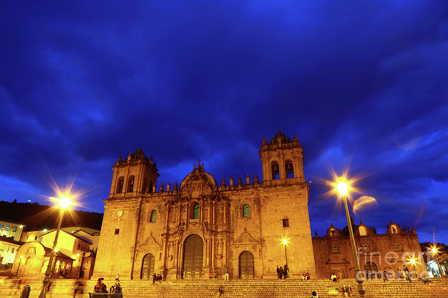 Cuzco Cathedral at Twilight Peru Photograph by James Brunker