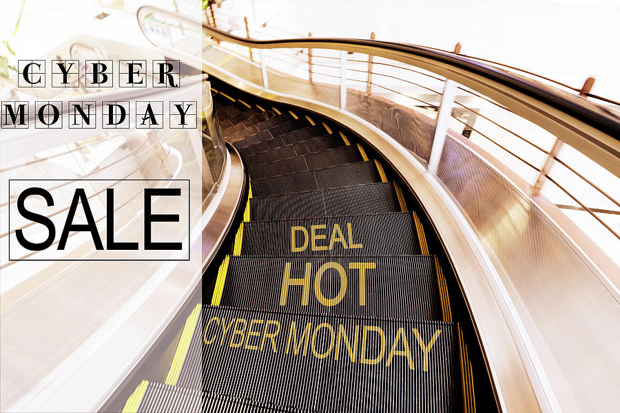 Architecture Photograph - Cyber Monday Sale, Escalator In Shopping Mall Moving Motion With by Cavan Images