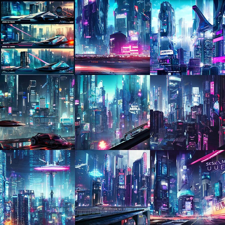 Cyberpunk Universe Skyscapers Digital Art by Stable Diffusion - Pixels