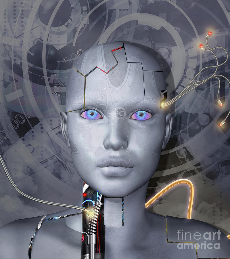 Cyborg with blue eyes Digital Art by EllerslieArt - Fine Art America