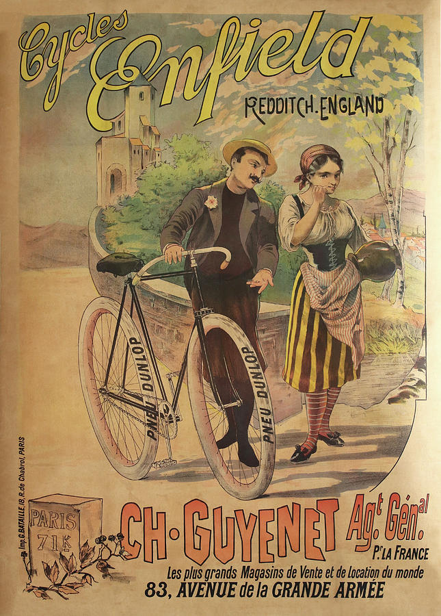 Cycles Enfield Painting by Emile Georges Giran
