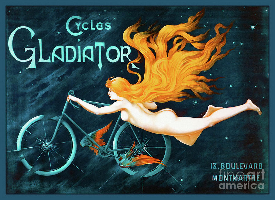 Cycles Gladiator Painting - Cycles Gladiator 1905 Vintage French Bicycle Poster by Tina Lavoie