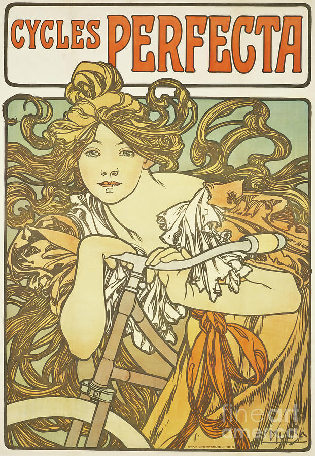 Cycles Perfecta, 1897 Painting by Alphonse Marie Mucha