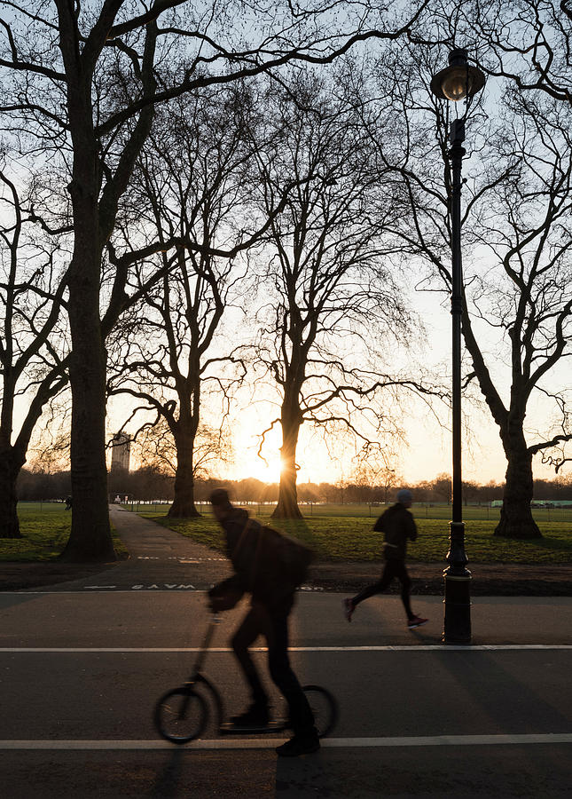 London Digital Art - Cycling In Hyde Park, London, England, Uk by Ben Pipe Photography