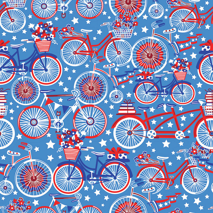 Pattern Digital Art - Cycling On July 4th by Julie Goonan