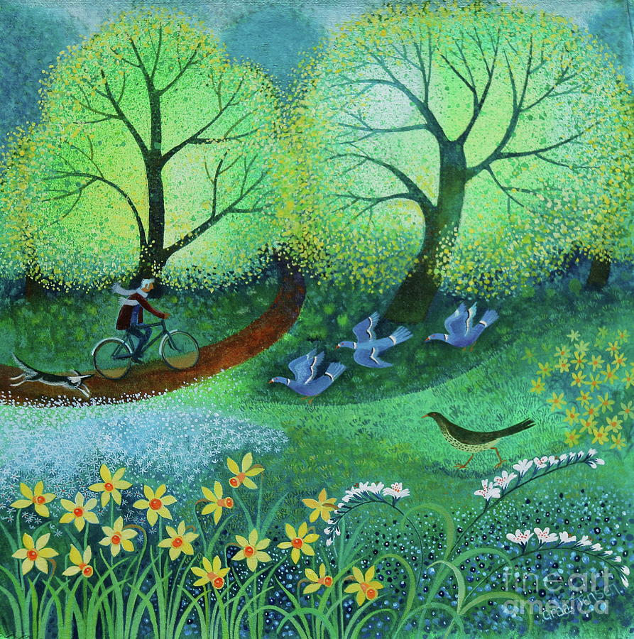 Cycling Through The Park Painting by Lisa Graa Jensen