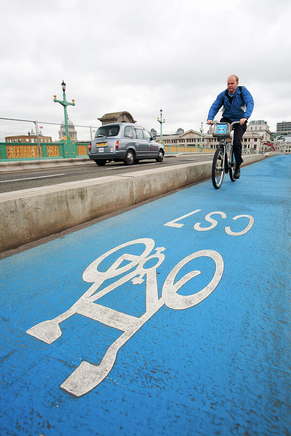 Cyclist On The New Cs7 Cycle Superhighway That Goes From Photograph by Ashley Cooper / Naturepl.com Cyclist On The New Cs7 Cycle Superhighway That Goes From Photograph by Ashley Cooper / Naturepl.com