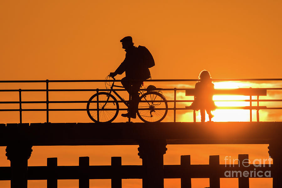 Silhouette Photograph - Cyclist Silhouetted At Sunset by Keith Morris Silhouette Photograph - Cyclist Silhouetted At Sunset by Keith Morris