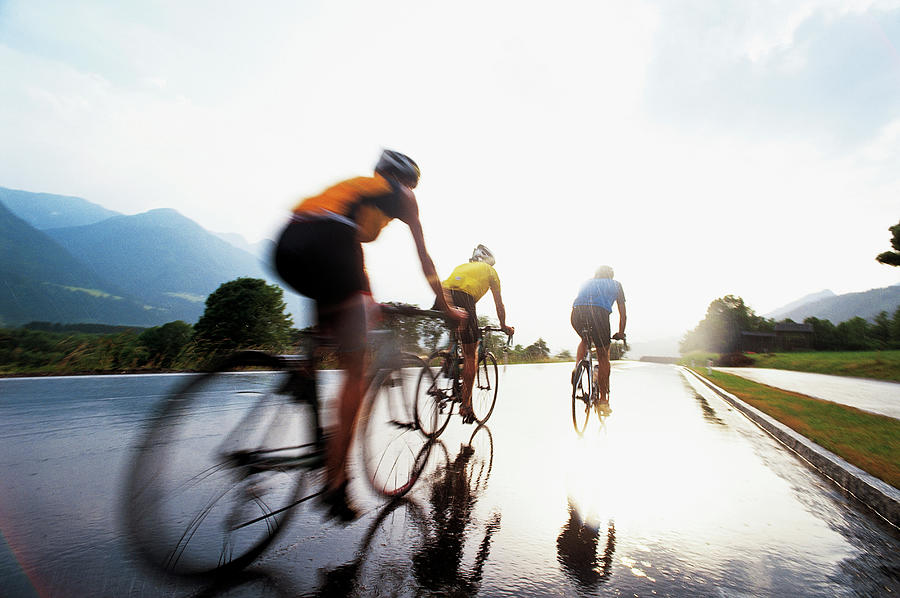 Cyclists Riding Through The Alps Digital Art by Livio Piatta