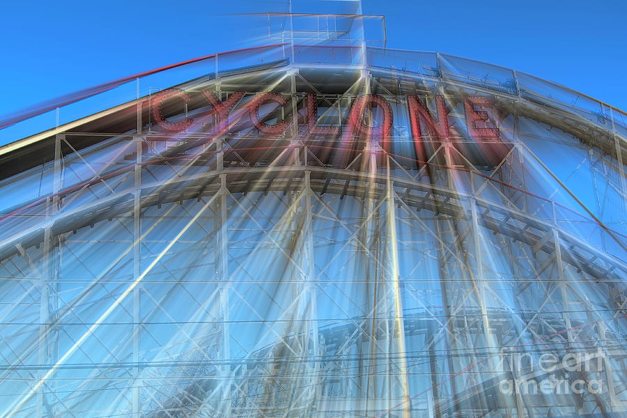 Ny Photograph - Cyclone Roller Coaster NY Brighton Beach Coney Island Swirl  by Chuck Kuhn