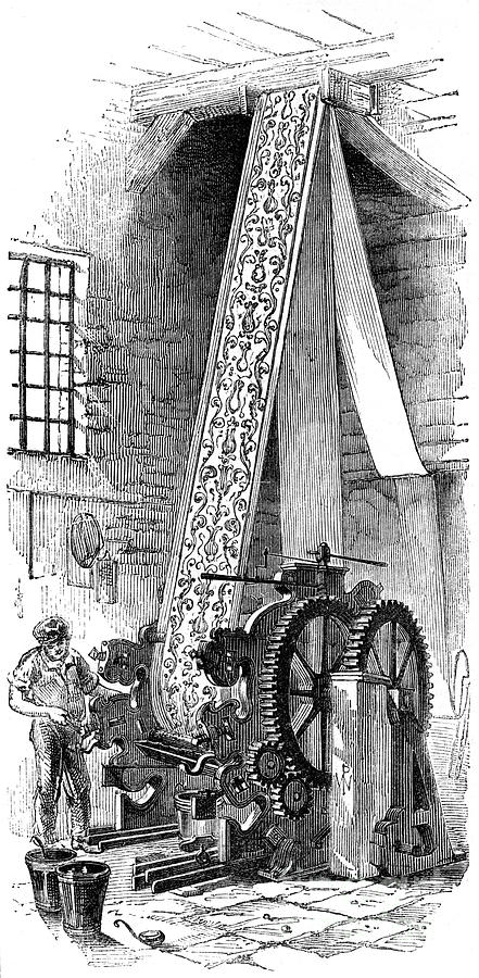 Cylinder Printing Machine, 1886 Drawing by Print Collector