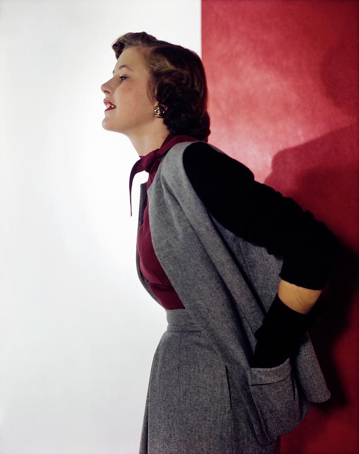 Cynthia Mcdonald In Gray Flannel Photograph by Horst P. Horst