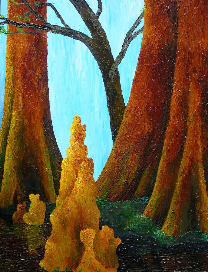 Cypress Knees Painting by Margaret Zabor
