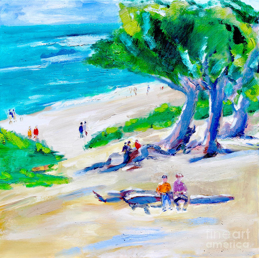 Cypress Tree And Beach, Carmel Painting by Richard Fox