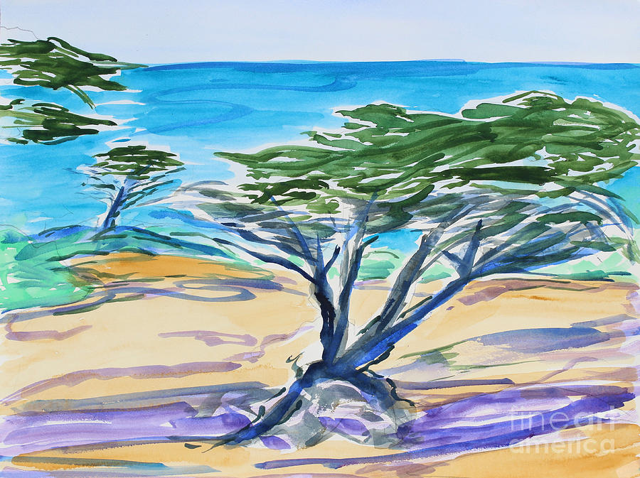 Cypress Tree, Carmel Bay Painting by Richard Fox