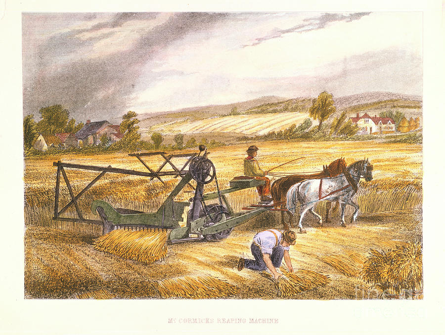 Cyrus Mccormicks Reaping Machine Drawing by Print Collector
