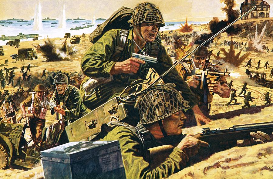 D Day Landing Painting by English School