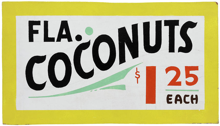 Coconut Digital Art - D100396 Coconut Sign by Retroplanet