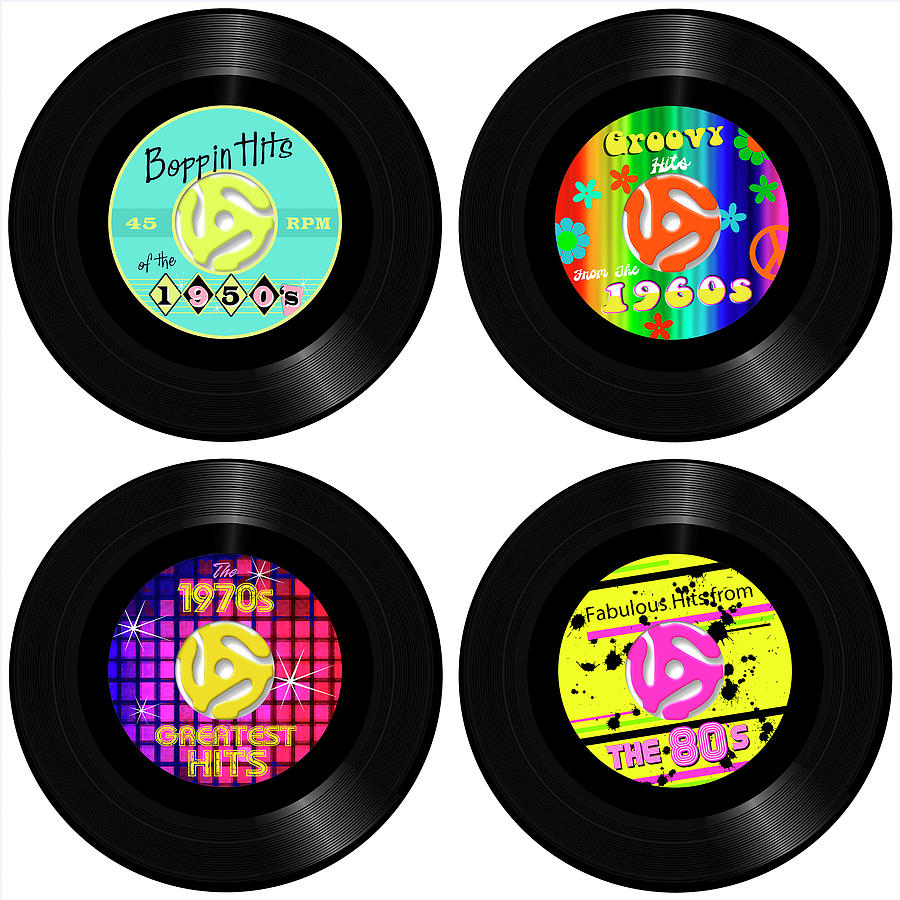 Retro Digital Art - D100407 45 Records - Decades by Retroplanet