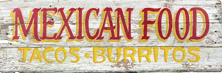 Sign Digital Art - D100413 Mexican Food Photo Of Wood Sign by Retroplanet