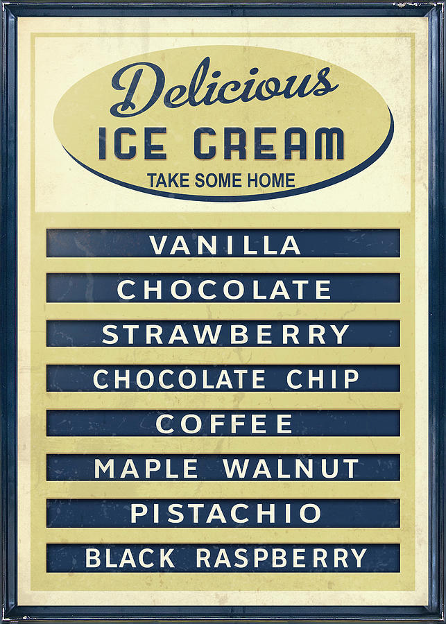 D104593 Ice Cream Board -navy Cream Digital Art by Retroplanet