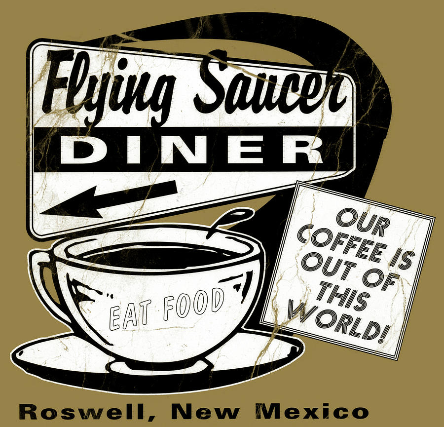 Coffee Digital Art - D104600 Flying Saucer Diner by Retroplanet