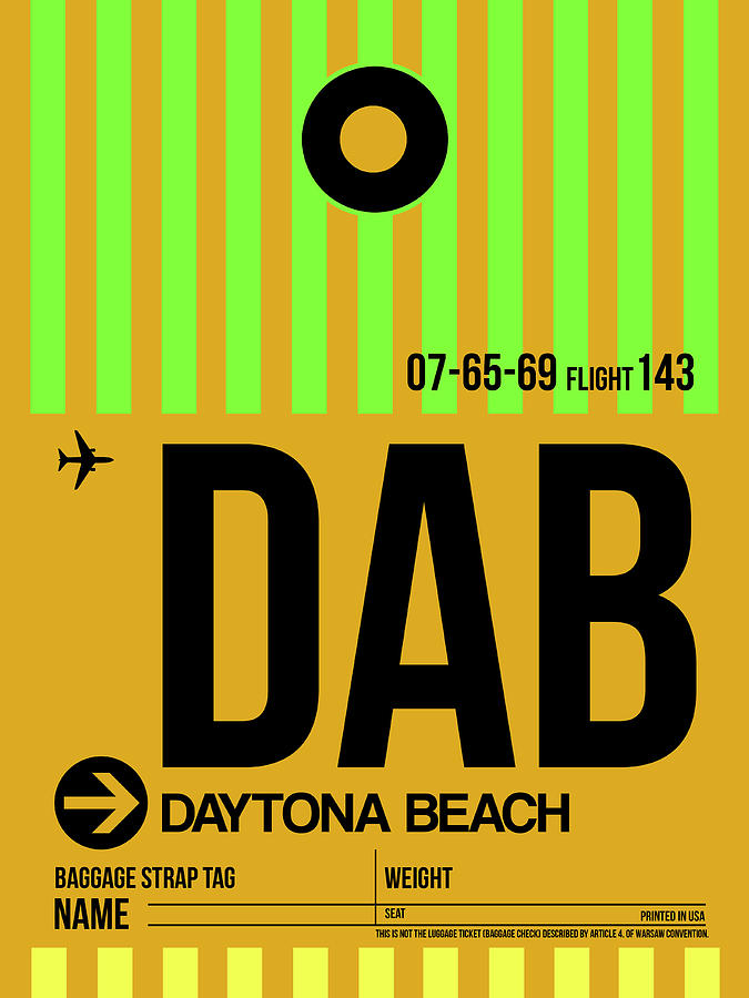 Daytona Beach Digital Art - DAB Daytona Beach Luggage Tag I by Naxart Studio