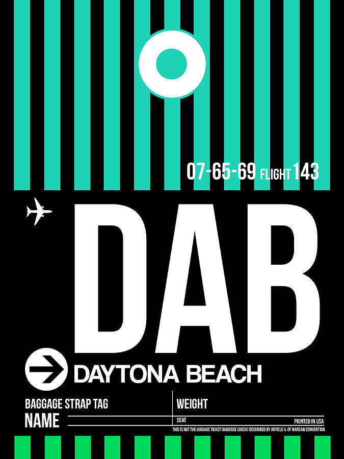 Daytona Beach Photograph - DAB Daytona Beach Luggage Tag II by Naxart Studio