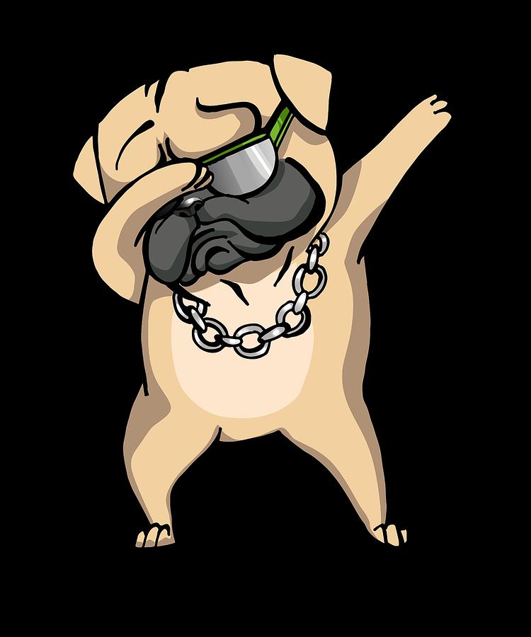 Dabbing Pug Funny Dog Cartoon Design Digital Art by Super Katillz - Fine  Art America