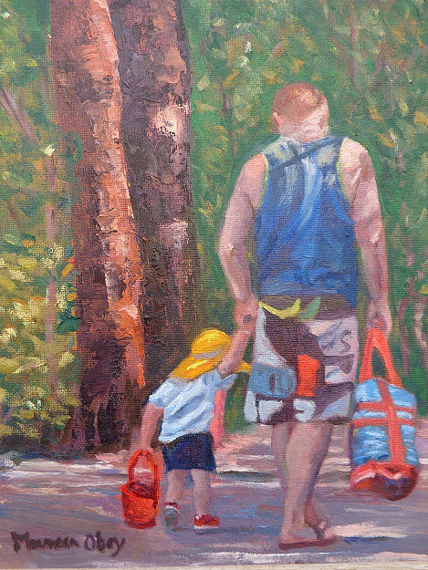 Daddy and His Girl Painting by Maureen Obey