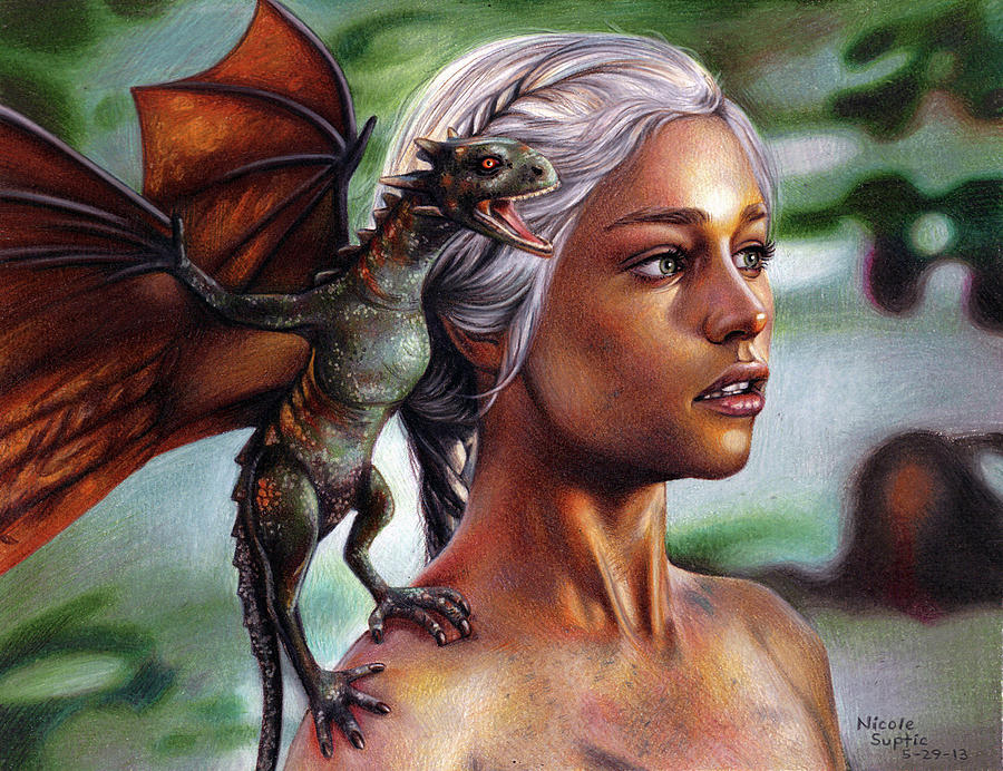 Daenerys Game of Thrones Drawing by Nicole Suptic