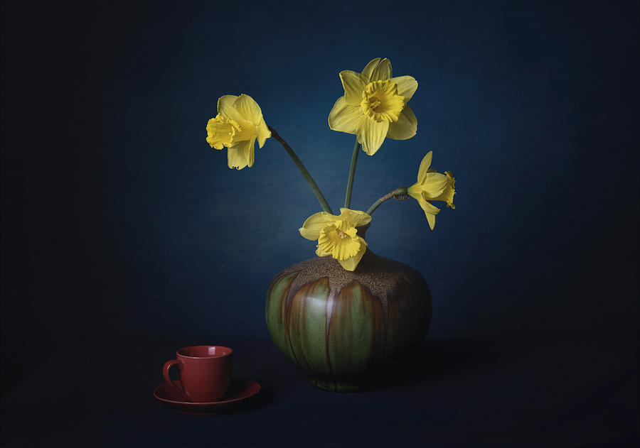 Tea Photograph - Daffodil And Tea Cup by John-mei Zhong