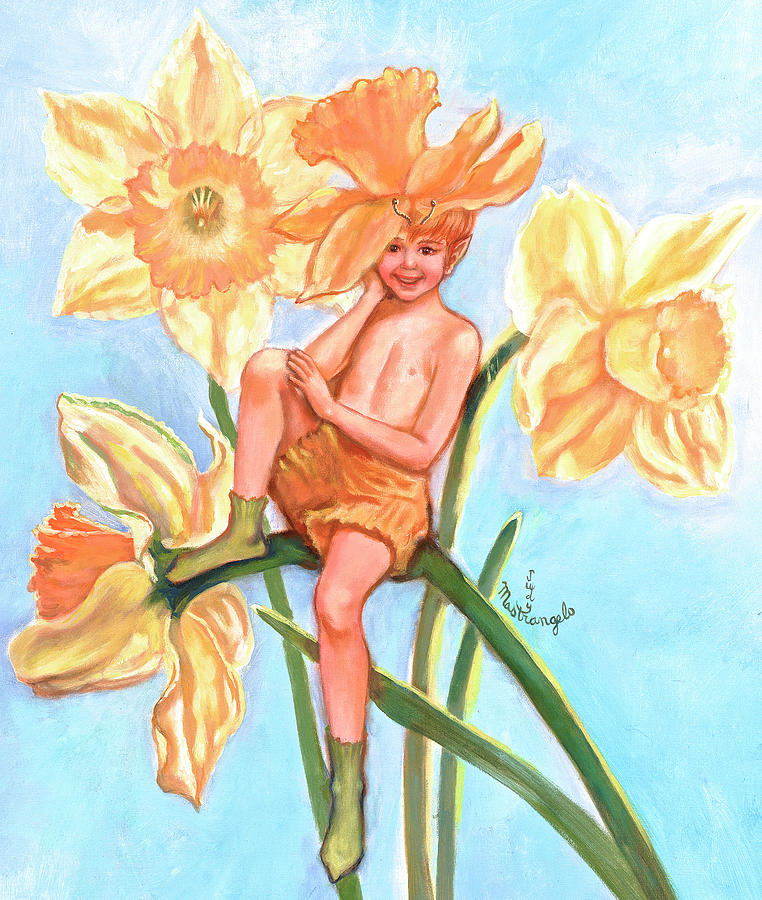 Fairy Painting - Daffodil Elf by Judy Mastrangelo