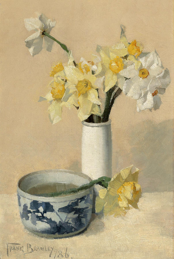 Daffodils and Narcissi Painting by Frank Bramley