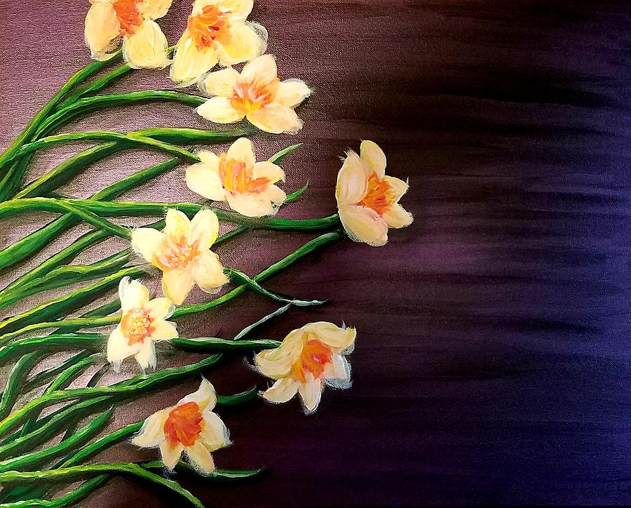 Daffodils Painting by Kathlene Melvin