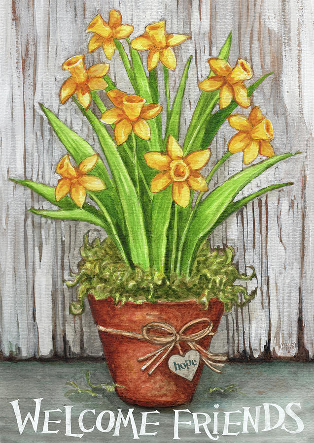 Daffodils Welcome Friends Painting by Melinda Hipsher - Fine Art America