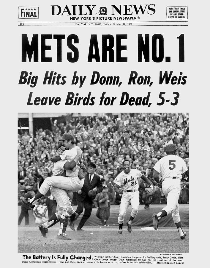 Daily News front page October. 17, 1969 Headline: METS ARE NO. 1