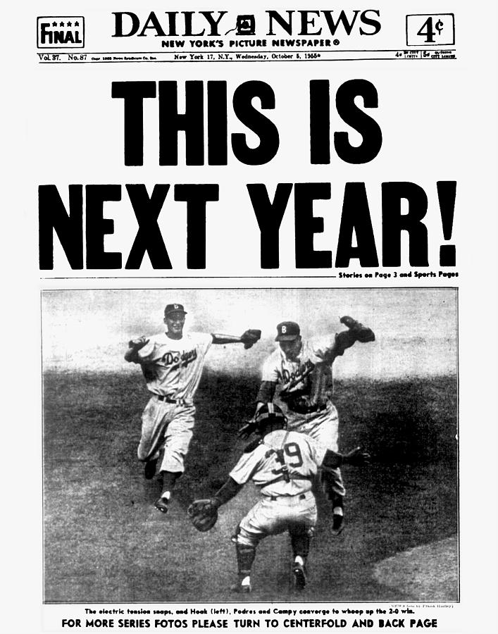 1955 DAILY NEWS BROOKLYN DODGERS “WHO'S A BUM” OCTOBER 5, 1955