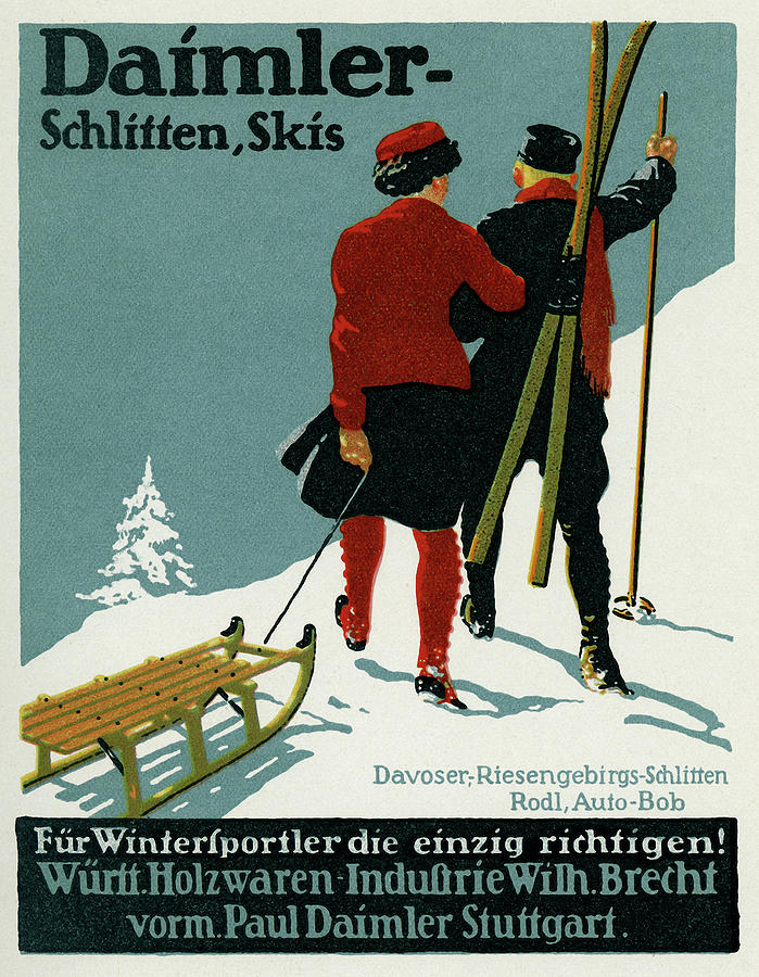 Daimler Sleds & Skis Painting by Unknown