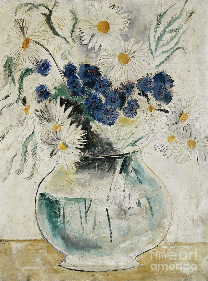 Daisies And Cornflowers In A Glass Bowl, 1927 Painting by Christopher Wood