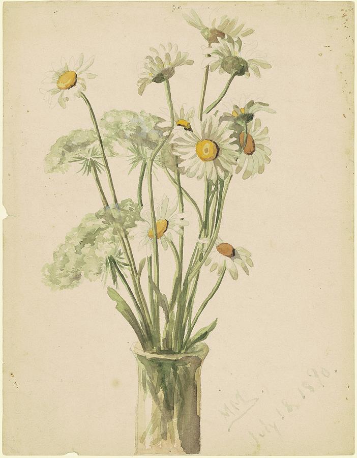 Daisies And Queen Anns Lace Painting by Marietta Minnigerode Andrews